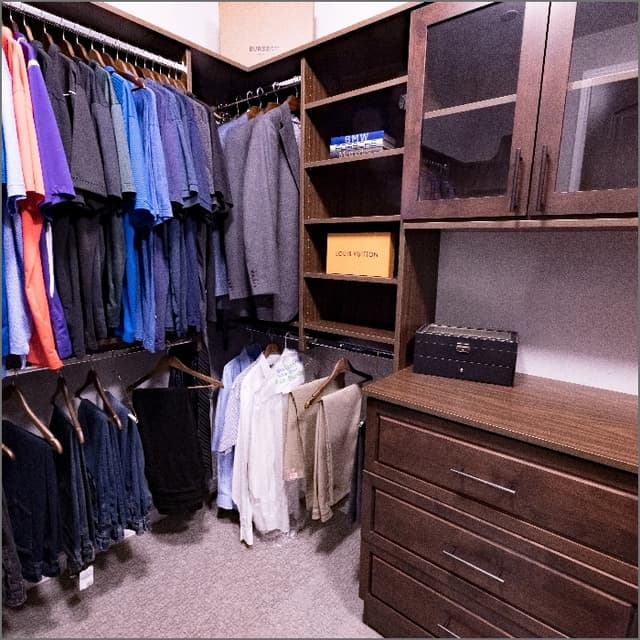 front view of brown cabinets with island